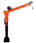 Solid As A Rock Folding Truck Bed Crane With 1100 Lb Capacity And 2000 Lb Electric Winch 12V 360 Swivel Alloy Steel Jib Hoist side view.