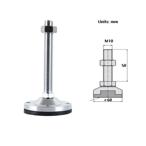 Easy Install Adjustable Leveling Feet Four Pack For Furniture And Desks With Swivel Design Height Adjustable For Tables Cabinets Workbenches Shelving Units And Bookcases Carbon Steel Durable And Wear Resistant, M10, 60mm