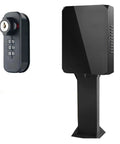 Kickass Ev Charger Box Outdoor With Pedestal Stand And Secure Lock Cover Weather Resistant Housing For Home Electric Vehicle Recharges sleek matte black finish and combo lock.