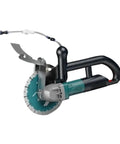 Rugged Pro Grade Brushless Cordless Circular Saw for Woodworking and Fast Cuts With 45 Degree Bevel Capabilities showing blade and handle.