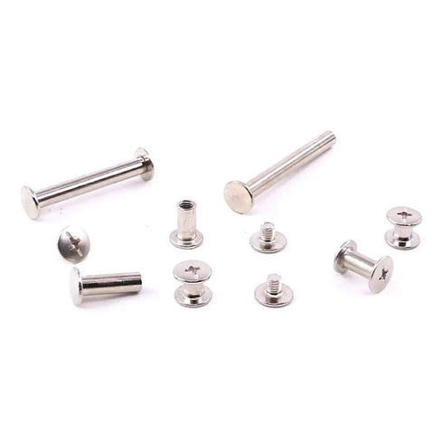 Get Your Hands on These Badass M5 Chicago Binding Screws Assortment Packing 240 Pieces Of Phillips Heads And Extenders Perfect For Scrapbooks And Photo Albums Built Tough With Rust Resistant Carbon Steel For Any Project - assortment of silver M5 binding screws and extenders.