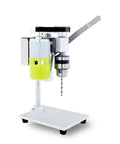 High Precision Mini Bench Drill Press Workhorse 7 Speed Electric Floor Stand Tapping Machine with adjustable chuck and drill bit.