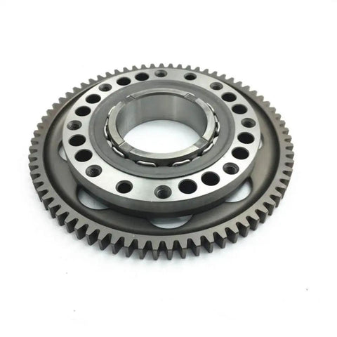 Straight Up Bolt On One Way Starter Sprag Clutch Plus Freewheel Bearing Dope Fresh Upgrade For Ducati 848 999 1098 1198 Sportbike close-up of precision gear and bearing assembly.
