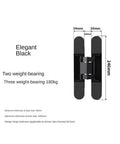 Heavy Duty Invisible Door Hinges Matte Black Set Of Four Adjustable Three Dimensional Cross Design For Wooden Doors 120 To 180 Kg Load Rating With Zero Drama Setup Guaranteed dimensions showing weight capacity and design details.
