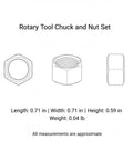 Rotary Tool Chuck And Nut Set With High Speed Steel For No Slip, Rock Solid Grip On Bits In Woodworking And Metal Grinding, Stable Bit Retention For Precise Carving, Grinding, And Drilling Tasks, 0.71 in