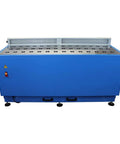 Heavy Duty Metalworking Downdraft Table Featuring Dual Motors And Killer 3700 Cfm Airflow seamless blue table with holes for dust control.