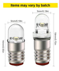 Badass E5 And E5.5 Led Bulbs 24V White Screw Base Replacement For Model Train Layouts Locos Wagons Streetlights Straight Up Heavy Duty Plug And Play 100Lm Knockout Glow showing dimensions 14mm and 18mm.