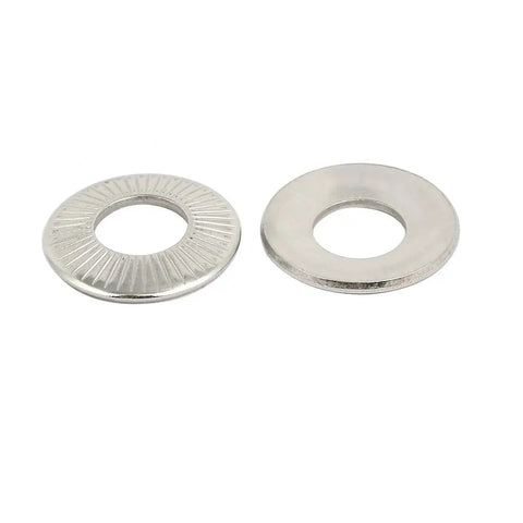 Pro Level M12 Wedge Locking Washers 304 Stainless Steel 10 Pack showing two styles of washers for heavy duty bolts.