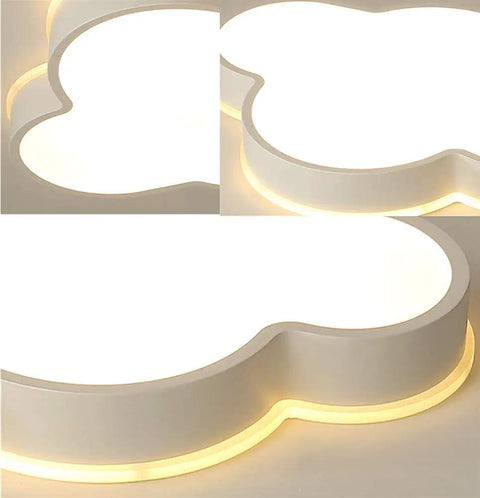 Close-up of Cloud Shape LED Ceiling Light For Kids Room Acrylic Flush Mount Chandelier With Remote Dimmable Warm And White Light