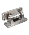Battle Ready Heavy Duty Half Embedded Door Hinge Solid Steel All Season Resistant Industrial Grade semi mount hinge close up view.