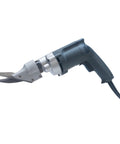 Powerful Electric Shears That Slice Through Five Eighths Inch Thick Fiber Cement Siding And Backerboard Like A Hot Knife Through Butter With Two Thousand Five Hundred Rpm Motor And Heavy Duty A Two Steel Blades For Fast Clean Cuts Every Time, shown from side angle.