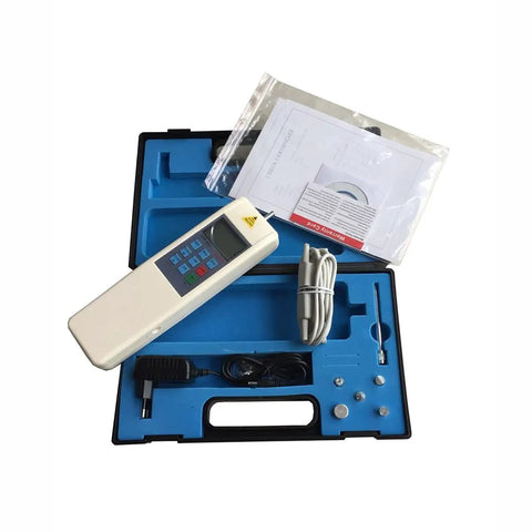 Straight Fire Handheld Digital Push Pull Force Gauge Dynamometer Packing A Built In Sensor Measuring Up To 500 Newtons in case.