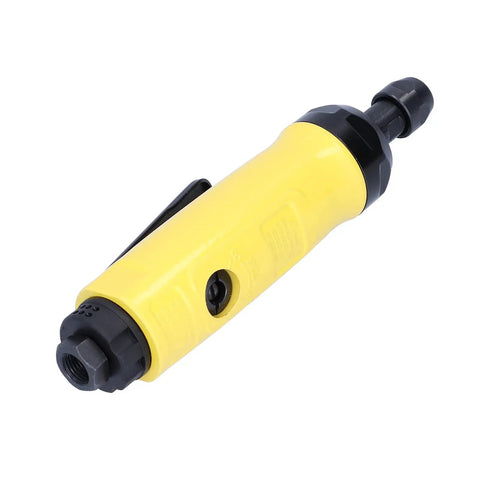 Compact Mini Angle Pneumatic Grinder Portable Air Die Grinder delivers high octane airflow at 22000 rpm with a lightweight yellow body.