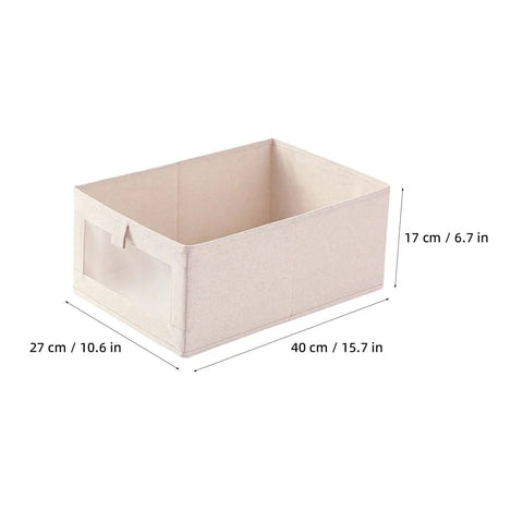Foldable Linen Closet Organizer Bins Featuring Clear Window And Reinforced Handles Super Slick Cotton Fabric Storage Cubes, 40x27x17 cm.