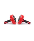 Multipurpose Ab Wheel Roller Portable Core Trainer For Chiseled Midsection Detachable Belly Workout Equipment For On The Go Fitness And Full Body Strengthening Gains At Home Or While Traveling, red ABS wheel with foam grips.