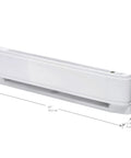 30 Inch Proportional Linear Convector Baseboard Heater With Built In Thermostat 240V 208V 1000W 750W White Energy Efficient Low Noise Quiet Operation Easy Install, front view with dimensions