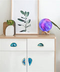 Straight Fire Chunky Natural Agate Stone Cabinet Knobs With Polished Gold Trim For Bedroom Dresser Drawers And Modern Wardrobes Easy Screw Mount Furniture Hardware Must Have on white dresser.
