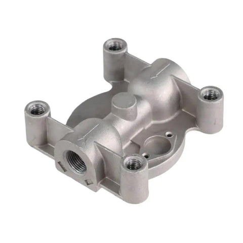 Diesel Engine Remote Mount Coolant Filter Head Part 204163 showing silver metal housing with multiple connection ports.