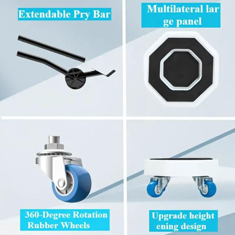No Sweat Furniture Sliders With Wheels And 360 Swivel Dolly For Moving Couches And Appliances Heavy Duty Rollers set including pry bar and dolly.