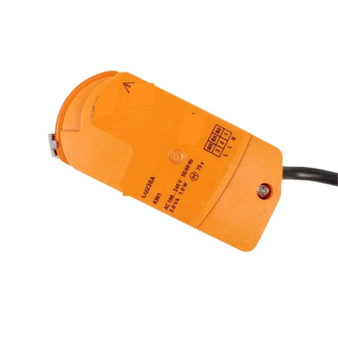 Premium Electric Rotary Actuator For Ventilation Valves Runs Like A Dream With Reliable Torque And Snappy Response Built Tough For Heavy Duty Hvac Applications, orange motor with wiring visible.