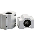Five Pcs Linear Motion Bearing Slides SCS8UU Set For CNC Parts, 3D Printer Parts, And Precision Machine Tools, Smooth Low Friction Linear Guides For Tight Tolerances And Reliable Rock Solid Performance. SCS8UU bearing blocks shown