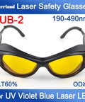 Top Shelf Protective Goggles For Violet And Blue Laser Projects Clear View Optics OD6 safety sunglasses with yellow lenses.