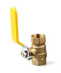 Premium Thick Walled Solid Brass Ball Valve Featuring Double Female Threads For Tight Pipe Hookups And Corrosion Free Sealing, with yellow lever.