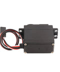 Smooth Operator Low Noise RC Servo With Fast Spin Plastic Motor For HPI And Futaba RC Models, compact black servo unit with wires.