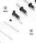 Close-up of black aluminum blind rivets set with standard head size and smooth finish from 120 Pcs DIY Ready Rivet Kit for furniture appliances.