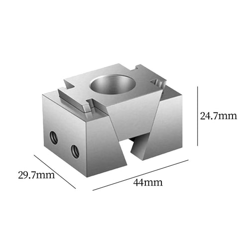 Rock Solid Portable Center Fixture With Wedge Expansion Clamping Blocks For CNC Machining, 44mm aluminum clamp block shown.