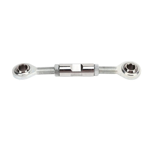 Heavy Duty Alternator Tensioner Rod Adjustable For Small Block Chevy 350 454 Engines showing stainless steel design and heim joint ends.