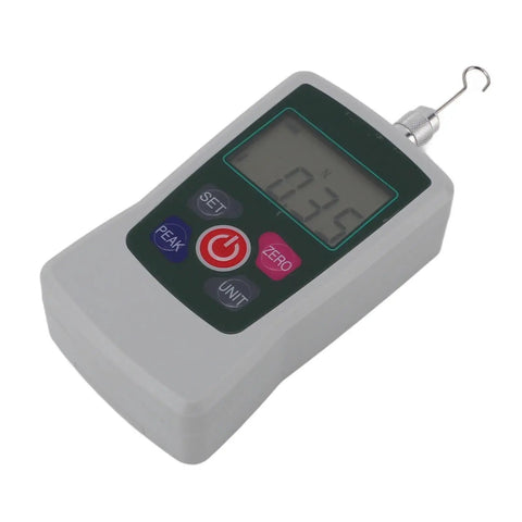Grab And Go Digital Push Pull Force Meter With Spot On Accuracy Testing Up To Twenty Newtons shown with digital display and buttons.