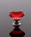 Fresh 10 Piece Clear Crystal Glass Cabinet Knobs With Sparkling Diamond Drawer Pulls And Slick Chrome Base For Kitchen Cupboard Wardrobe And Dresser Upgrades, red diamond knob on chrome base.