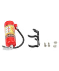 Beefy Solid Red Plastic Simulation Fire Extinguisher For 1/8 Scale Rc Rock Crawler Rig with mounting clip and hardware.