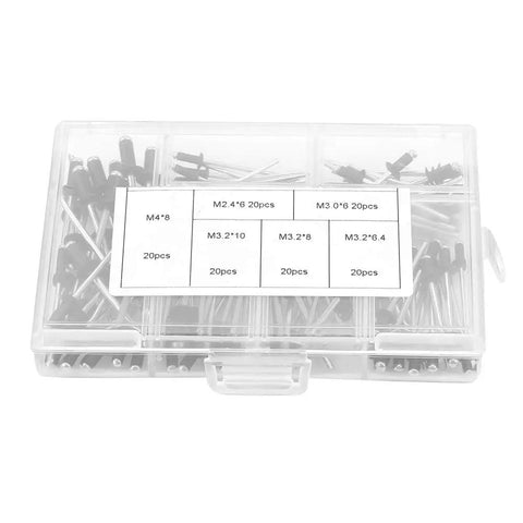 120 Piece Aluminum Blind Rivet Set Heavy Duty Kit For Home Repair And DIY Projects Includes M2.4 M3.0 M3.2 M4 Rivets in box