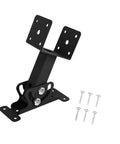 Heavy Duty Adjustable Pergola Riser Brackets Rugged Carbon Steel Deck Hardware With 360 Turn Joint Quick Fit Screws Included For Front Porches Terraces And Backyard Makeovers, showing a black steel bracket with screws.