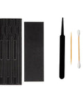 Precision Cut Self Adhesive Light Seal Foam Kit To Fix Light Leak Blues On Vintage Film Cameras No Sweat Repair With Strong Grip Tape Backing includes foam pieces and cleaning tools.