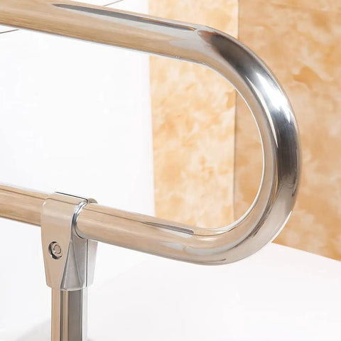 Close-up of Heavy Duty 304 Stainless Steel Bathroom Handrail Tough As Nails Grab Bar showcasing non-slip surface and mounting.
