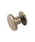 Flat Head Copper Screws And Nuts Rivet Set For Leather Crafting, single brass 8mm decorative stud close-up with anti-rust finish