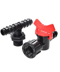 Easy Install Garden Hose Splitter Tee Reducer With Tap Valve 16mm To Half Inch Barb Connector Three Way Fitting, black plastic