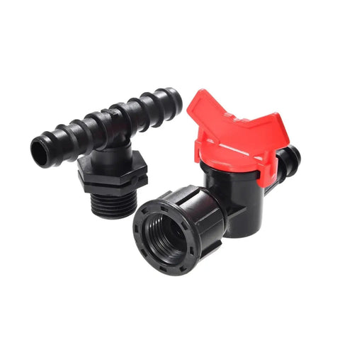 Durable 16mm And One Half Inch Garden Hose Splitter Tee Reducer Barb Connector With Tap Valve Three Way Fitting For Drip Irrigation System Ideal For Garden Mains And Lawn Care Outdoor Use Easy Install, black plastic tee valve