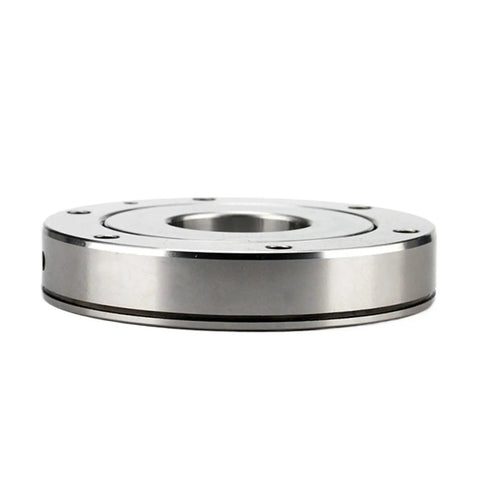 Top Shelf Xu080120 Slewing Ring Bearing 69mm By 170mm By 30mm Loaded With Crossed Roller Tech side view showing smooth metal finish.