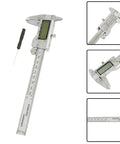 Digital Vernier Caliper 150mm Metric Inch Switch(without) with stainless steel finish, LCD display, and measurement scale.