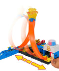 Police Station Track Set With Adjustable Loop And Four Lane Race 1:64 Scale Die Cast Vehicle Included Multi Path Stunts And City Chase Action
