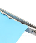 Pinking Shears For Fabrics Pro Grade Multi Purpose Stainless Steel Scissors With Black Handle 18mm close-up serrated blade cutting fabric
