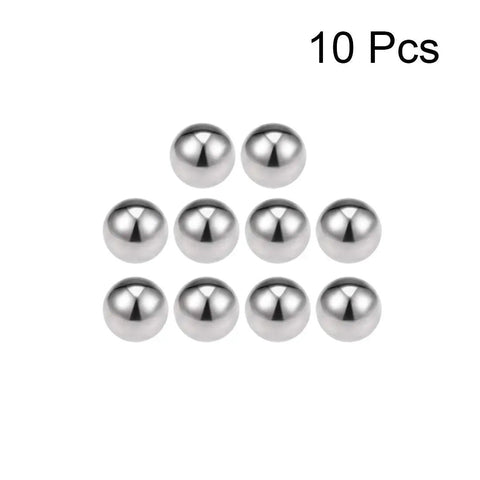 Rock Solid 1/4 Inch 304 Stainless Steel Ball Bearings G100 Precision Grade Rust Proof Smooth Rolling Hardware Replacement Set Of 10 Pcs arranged in a grid.