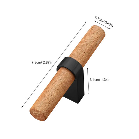 Solid Wood Cabinet Handle Black Drawer Pulls With Single Hole, built to last wood door pull with dimensions displayed