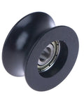 One Piece Heavy Duty Nylon Pom Pulley Wheel With Grippy Rubber Coating U Shaped Groove Track for smooth rolling black bearing assembly
