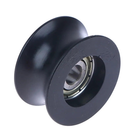 One Piece Heavy Duty Nylon Pom Pulley Wheel With Grippy Rubber Coating U Shaped Groove Track for smooth rolling black bearing assembly