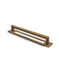 Five Piece Heavy Duty Antique Brass Cabinet Pulls With Backplates 5 Inch Center To Center Handles, showing a single stylish pull.